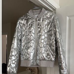 Silver Quilted Bomber Jacket
